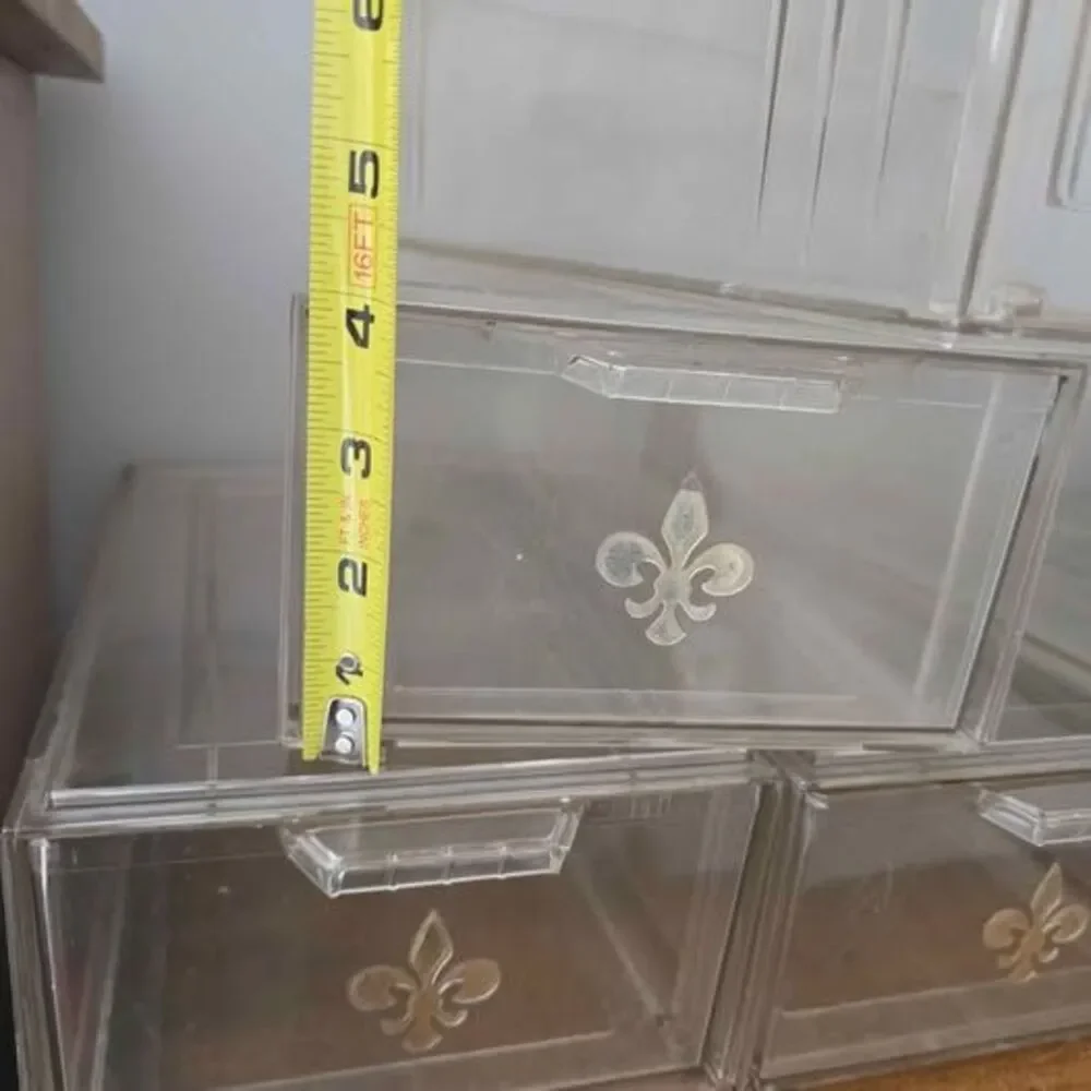 Vintage Acrylic Shoe Boxes Lot Fleur De Lis Gold Emblem